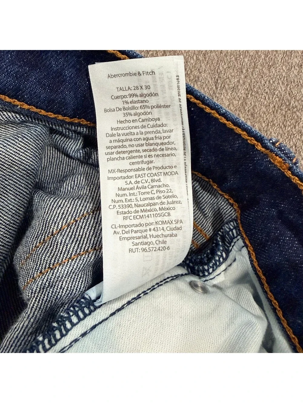 Abercrombie Fitch A&F Vintage Stretch Baggy Jeans Mens 28x30 Dark Wash